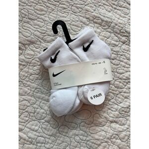 Nike Kids 6 Pack Cushioned Ankle Socks White Black Swoosh Youth 7C-10C